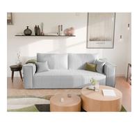 Canapé Droit BALI - 3 places - Canape Convertible avec Coffre - Tissu Velours Cotelé - Gris clair