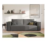 Canapé Droit BALI - 3 places - Canape Convertible avec Coffre - Tissu Velours Cotelé - Gris foncé