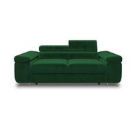 Pablo - canapé droit 2 places avec têtières ajustables - en velours - Vert Vert