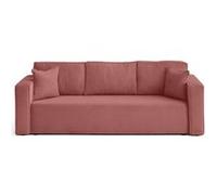 Topaze - canapé droit 3 places convertible avec coffre en velours texturé - Rose