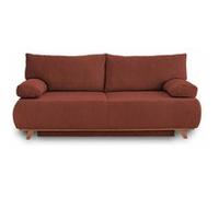 Best mobilier – Canapé 3 places Cristal convertible avec coffre en velours côtelé Terracotta