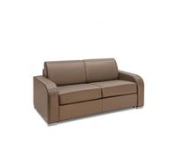 Canape droit cayenne 3 places en simili-cuir marron 87 x 175 x 87 cm