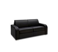 Canape droit cayenne 3 places en simili-cuir noir 87 x 195 x 87 cm