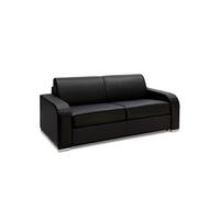 Canape droit cayenne 3 places en simili-cuir noir 95 x 215 x 87 cm