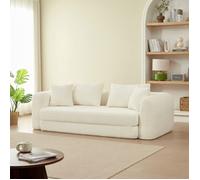 Canapé droit compressé convertible MORPHEO 3 places tissu bouclette beige