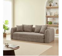 Canapé droit compressé convertible MORPHEO 3 places tissu bouclette marron