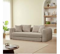 Canapé droit compressé convertible MORPHEO 3 places tissu bouclette taupe