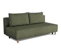 Canapé droit convertible 3 places GINO - Tissu Lincoln kaki - Avec coffre - L 195 x H 89 x P 91 cm
