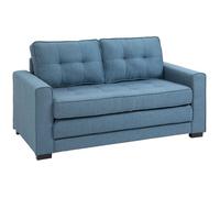 Canapé droit convertible 2 places HOMCOM dossier capitonné - 147,5 x 75 x 85 cm - bleu