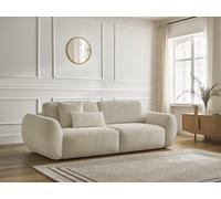 Canapé droit convertible 3 places DENISE tissu texturé beige BOBOCHIC Beige