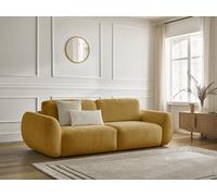 Canapé droit convertible 3 places DENISE tissu texturé jaune BOBOCHIC Jaune