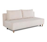 Canapé droit convertible 3 places GINO - Velours côtelé beige - Avec coffre - L 195 x H 89 x P 91 cm