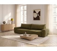 Canapé droit convertible 3 places HONORE tissu chenille vert BOBOCHIC Vert