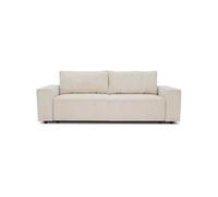 Canapé droit convertible 3 places JOSH - Velours côtelé Beige - Coffre de rangement - L239xP86xH85 cm