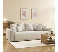 Canapé droit convertible 3 places SOLINE velours côtelé beige