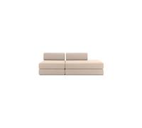 Canapé droit convertible 3 places - Tissu lisse - Beige