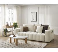 Canapé droit convertible 4 places MAXENCE tissu chiné beige BOBOCHIC Beige