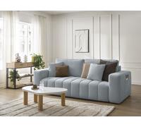 Canapé droit convertible 4 places MAXENCE tissu chiné bleu BOBOCHIC Bleu