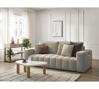 Canapé droit convertible 4 places MAXENCE tissu chiné taupe BOBOCHIC Taupe