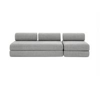 Canapé droit convertible 4 places - Tissu tweed - Gris