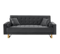 Canapé droit convertible AUGUSTE - BAITA - 3 places - Velours gris anthracite - Design contemporain