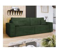 Cezanne - canapé droit 3 places convertible avec coffre en velours côtelé - Vert Vert
