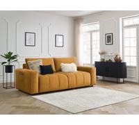 Canapé droit convertible coffre ARSENE tissu velours jaune BOBOCHIC 3 places Jaune