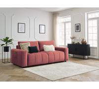 Canapé droit convertible coffre ARSENE tissu velours orange BOBOCHIC 3 places Orange