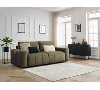 Canapé droit convertible coffre ARSENE tissu velours vert BOBOCHIC 3 places Vert