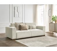 Canapé droit convertible coffre CHELSEA gros côtelé doux beige BOBOCHIC 3 places Beige