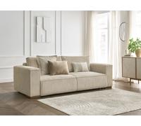 Canapé droit convertible coffre CHELSEA gros côtelé doux taupe BOBOCHIC 3 places Taupe
