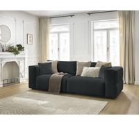 Canapé droit convertible coffre EZECHIEL tissu chiné noir BOBOCHIC 3 places Noir