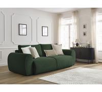 Canapé droit convertible coffre LUCIEN gros côtelé doux vert BOBOCHIC 3 places Vert