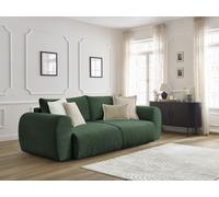 Canapé droit convertible coffre LUCIEN tissu lisse vert BOBOCHIC 3 places Vert