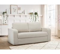 Canapé droit convertible déplimousse COME tissu texturé beige BOBOCHIC 2 places Beige