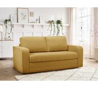 Canapé droit convertible déplimousse COME tissu texturé jaune BOBOCHIC 2 places Jaune