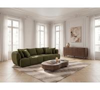 Canapé droit convertible double avance-recule électrique AUDE tissu bouclette vert BOBOCHIC 3 places Vert