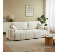 Canapé droit convertible JONEA 3 places tissu texturé beige