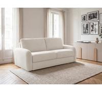 Canapé droit convertible KENAN ouverture express tissu lisse beige 140x196 BOBOCHIC 3 places 140x196 Beige