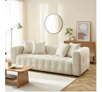 Canapé droit convertible LEVIA 3 places tissu beige