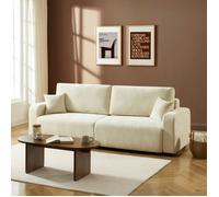 Canapé droit convertible LIVIO 3 places tissu beige