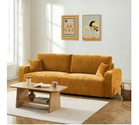 Canapé droit convertible LIVIO 3 places tissu jaune