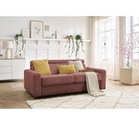 Canapé droit convertible MONACO ouverture express velours côtelé rose 160x190 BOBOCHIC 3 places 160x190 Rose