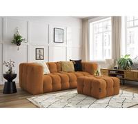 Canapé droit convertible ouverture express 3 places CLOUD tissu lisse avec pouf jaune BOBOCHIC 4 places Jaune