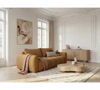 Canapé droit convertible ouverture express 3 places FUJI tissu bouclette jaune BOBOCHIC Jaune