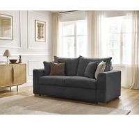 Canapé droit convertible ouverture express AUGUSTIN tissu texturé noir 160x200 BOBOCHIC 3 places 160x200 Noir