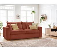 Canapé droit convertible ouverture express AUGUSTIN velours côtelé orange 160x200 BOBOCHIC 3 places 160x200 Orange