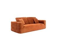 Atmosphera - Canapé compressé solka 3 Places Fourrure côtelée Ambre | Canapé Droit Fixe. Fausse Fourrure Côtelée, Assise et Dossier Semi-ferme. Mobilier de Salon