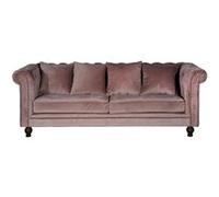 Canape droit ebuy24 3 places en velours rose 88 x 217 x 80 cm Rose G