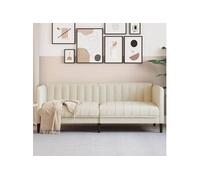 vidaXL Canapé 2 places Chaise de télévision 372611 – Accoudoirs et dossier – Crème tissu